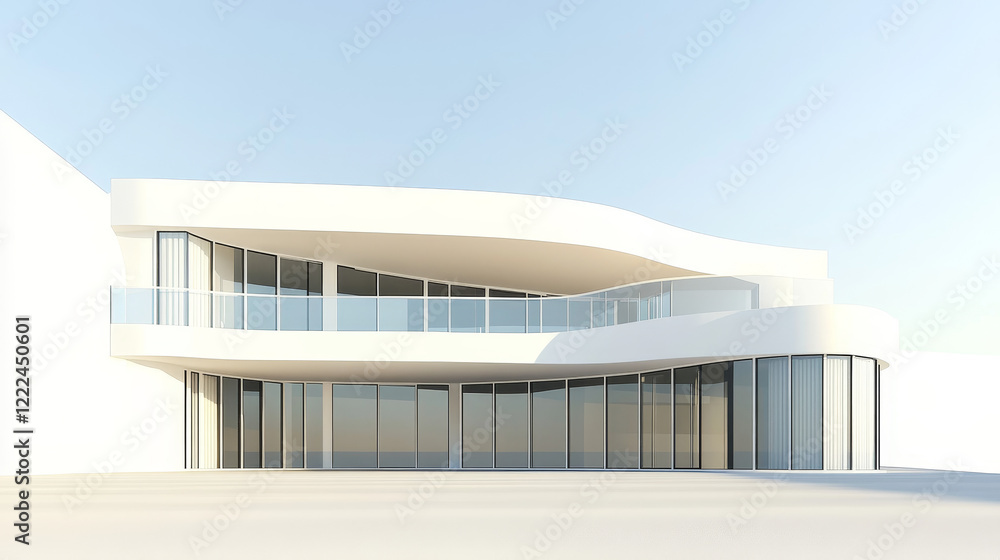 Fototapeta premium White empty architecture with curves , 3d rendering. Computer digital drawing.