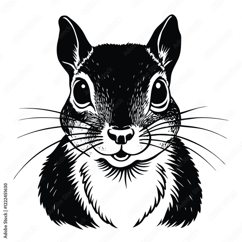 Obraz premium Charming black and white vector illustration of a squirrel animal silhouette ideal for creative designs and graphic projects