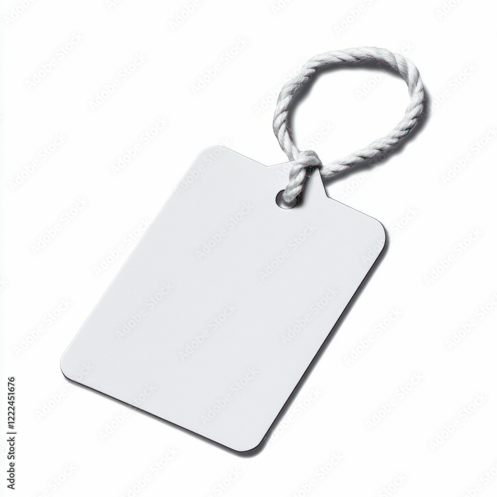Fototapeta premium Blank White Tag with String Isolated on White Background