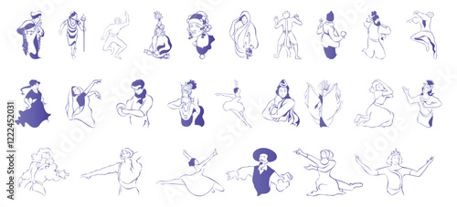 Classic dance pose icon collection