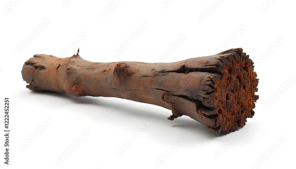 Close-up of a weathered, textured wooden log with a rough, cracked surface and rich brown hues, isolated on a white background. Close-up of a weathered, textured wooden log with a rough, cracked surface and rich brown hues, isolated on a white background.