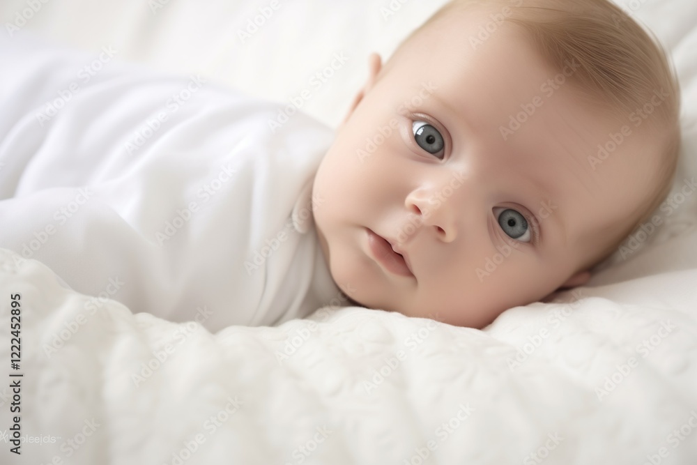 Soft light photography of a newborn baby on a white background Soft light photography of a newborn baby on a white background