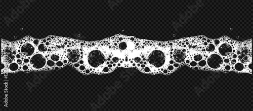 Soap texture with foam wash and water, featuring a grunge clean look. Soapy shampoo liquid with glass pattern and bubbles at the transparent background.