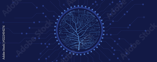 Tree of innovation merging nature and circuit boards