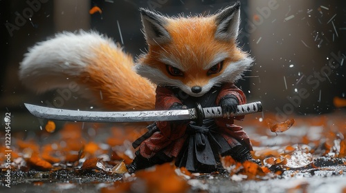 A Red Fox Samurai Stands Ready With Katana