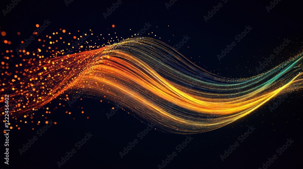 Fototapeta premium Abstract Golden Wave of Light and Particles