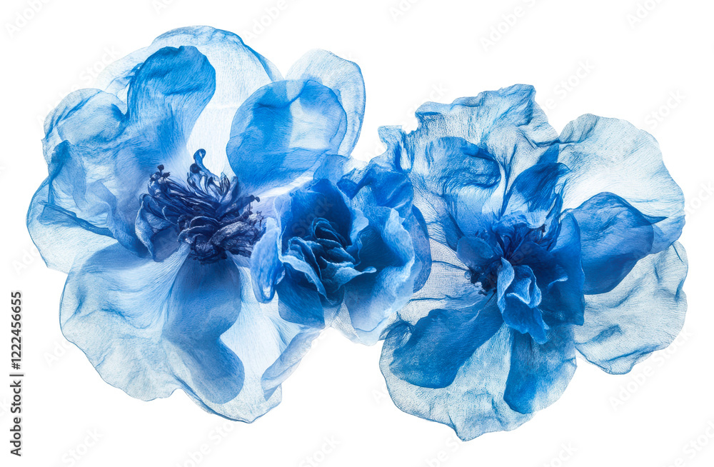 Fototapeta premium PNG Delicate blue fabric flowers arranged elegantly