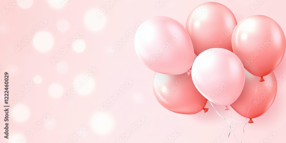 Happy Valentine's Day Love Pink Background with Balloons and Bokeh Effects for Romantic Celebrations or Festive Decorations in a Modern Style Happy Valentine's Day Love Pink Background with Balloons and Bokeh Effects for Romantic Celebrations or Festive Decorations in a Modern Style