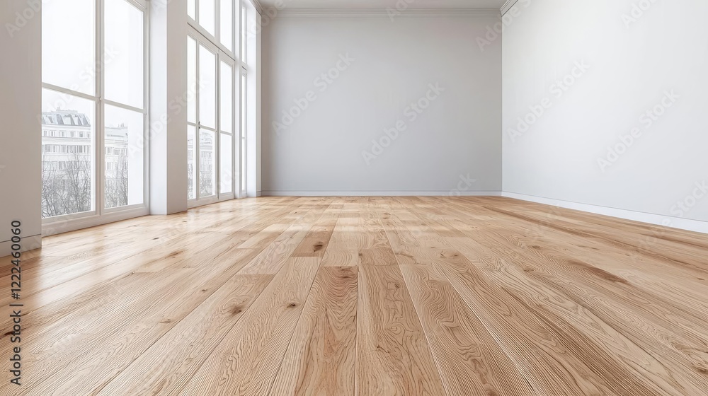 Natural lighting minimalist concept. Bright and spacious empty room with wooden floor and large windows allowing natural light. Natural lighting minimalist concept. Bright and spacious empty room with wooden floor and large windows allowing natural light.