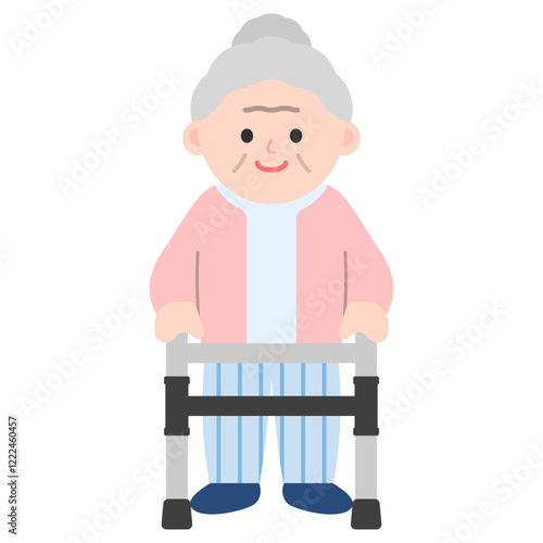 할머니 보행기 일러스트