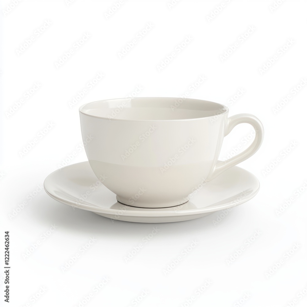 Elegant White Coffee Cup with Saucer on a Clean Background Elegant White Coffee Cup with Saucer on a Clean Background