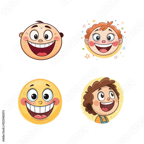 Smiling emoji icon set illustration design.