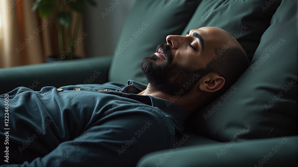 Fototapeta premium Man taking a nap on a couch