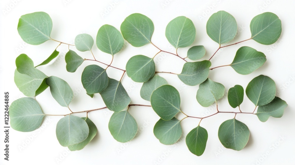 Elegant Eucalyptus Branches on White Background Elegant Eucalyptus Branches on White Background