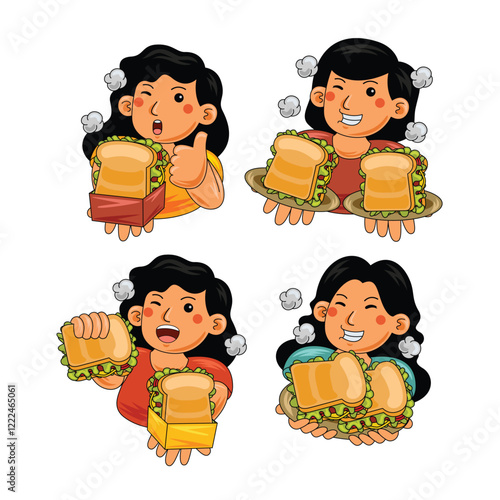 Woman eating Sandwich Fast Food