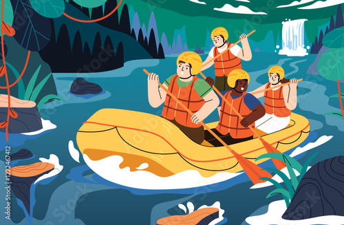 Flat rafting illustration