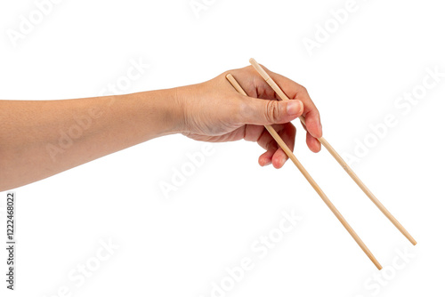 Wallpaper Mural Wood chopsticks for rice and hand on a transparent background Torontodigital.ca