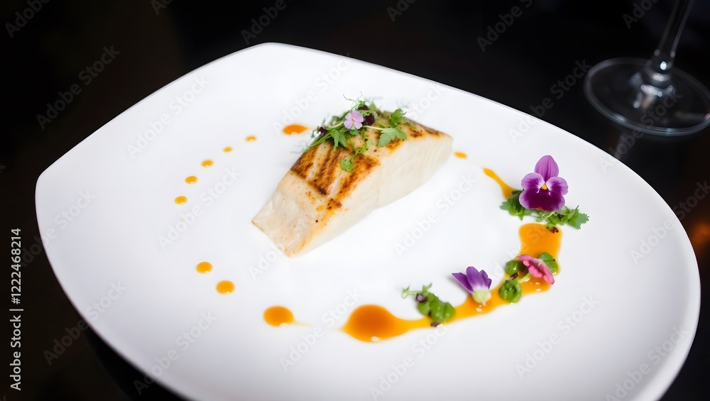 Grilled Fish Dish Gourmet Food Fine Dining Restaurant Meal Grilled Fish Dish Gourmet Food Fine Dining Restaurant Meal