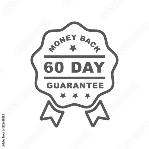 60 day money back guarantee vector icon on white background