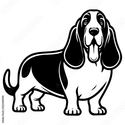 Basset Hound Dog Illustration.