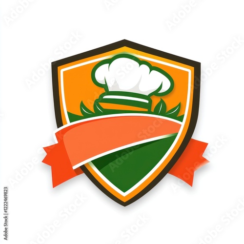 Chef Shield Logo, Restaurant Badge, Healthy Food photo