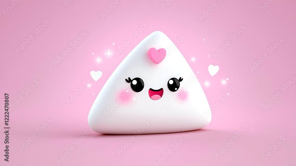 Adorable Kawaii Triangle Character With Hearts Adorable Kawaii Triangle Character With Hearts