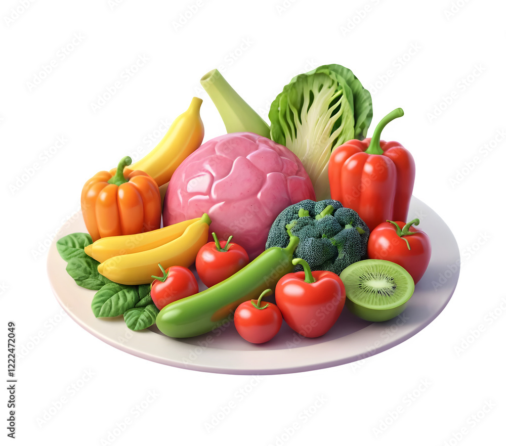 3D icon illustration of healthy food, ideal for the World Cancer Day theme. 3D icon illustration of healthy food, ideal for the World Cancer Day theme.
