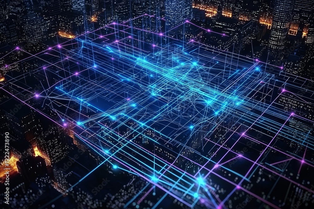 Obraz premium The fusion of technology and urban life in a vibrant metropolis.