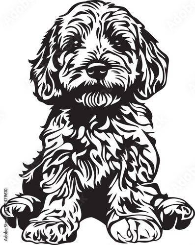 cute sitting cavapoo dog