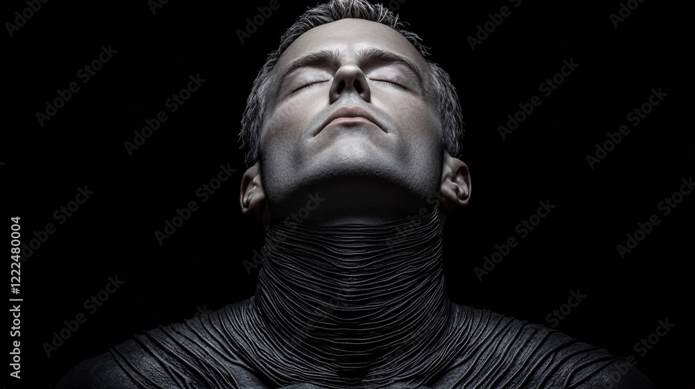 Artistic Portrait of Man with Unique Body Painting in Dramatic Lighting Artistic Portrait of Man with Unique Body Painting in Dramatic Lighting