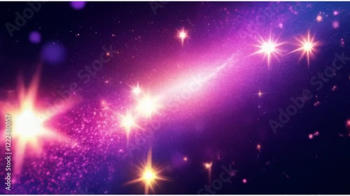 Vibrant Cosmic Comet Art: Stunning Purple Galaxy with Sparkling Stars & Celestial Trail - High-Resolution Space Wallpaper Background