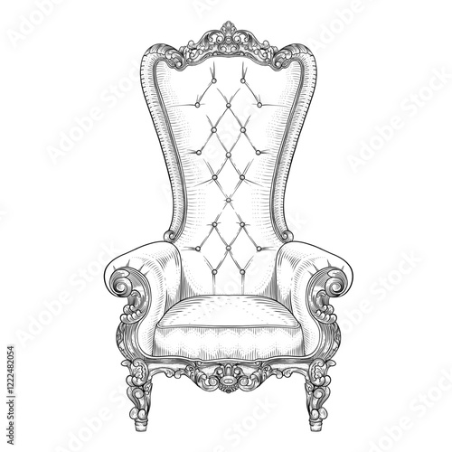 antique armchair hand drawn