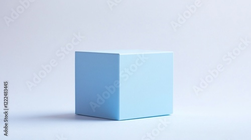 Isolated Light Blue Box on a Light Gray Background, with Subtle Texture and Soft Shadow