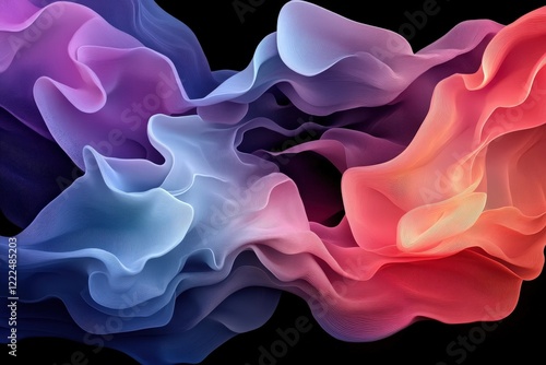 A mesmerizing abstract representation of flowing waves in vibrant blue and pink tones, evoking emotions of freedom and movement with a dreamy quality.
