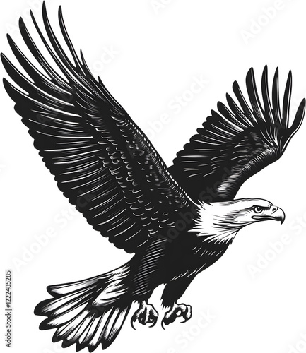 Bald eagle in flying illustration design.