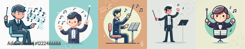 A vector collection of a music composer