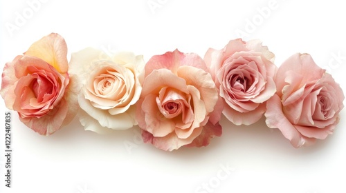 Wallpaper Mural Delicate Arrangement of Pink and Cream Roses on White Background Torontodigital.ca