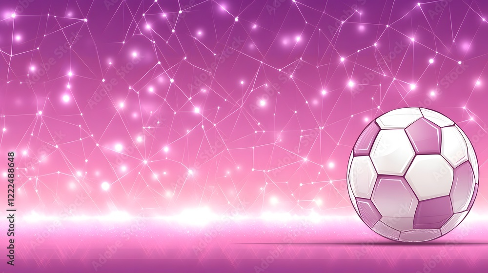 Fototapeta premium Pink Sparkle Soccer Ball Abstract Background