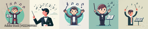 A vector collection of a music composer