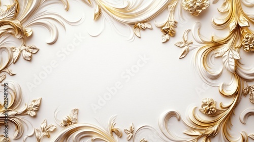 Elegant Floral Frame with Golden Swirls on a Soft Background