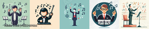 A vector collection of a music composer