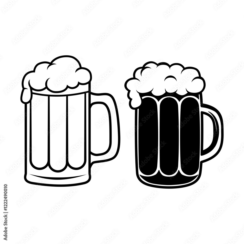 Set of beer mugs icons isolated on white vector Set of beer mugs icons isolated on white vector