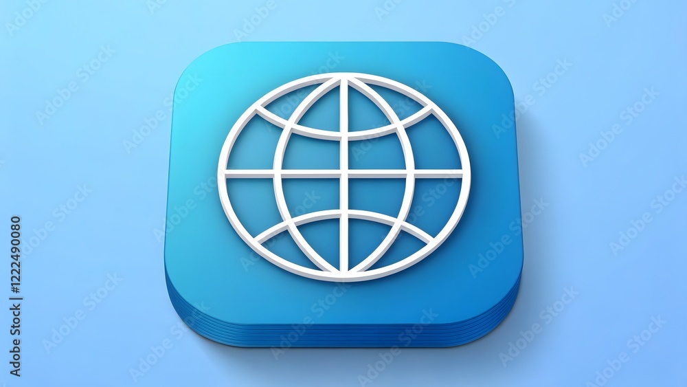 Minimalist 3D Globe App Icon for Global Connectivity & Tech V4 Minimalist 3D Globe App Icon for Global Connectivity & Tech V4