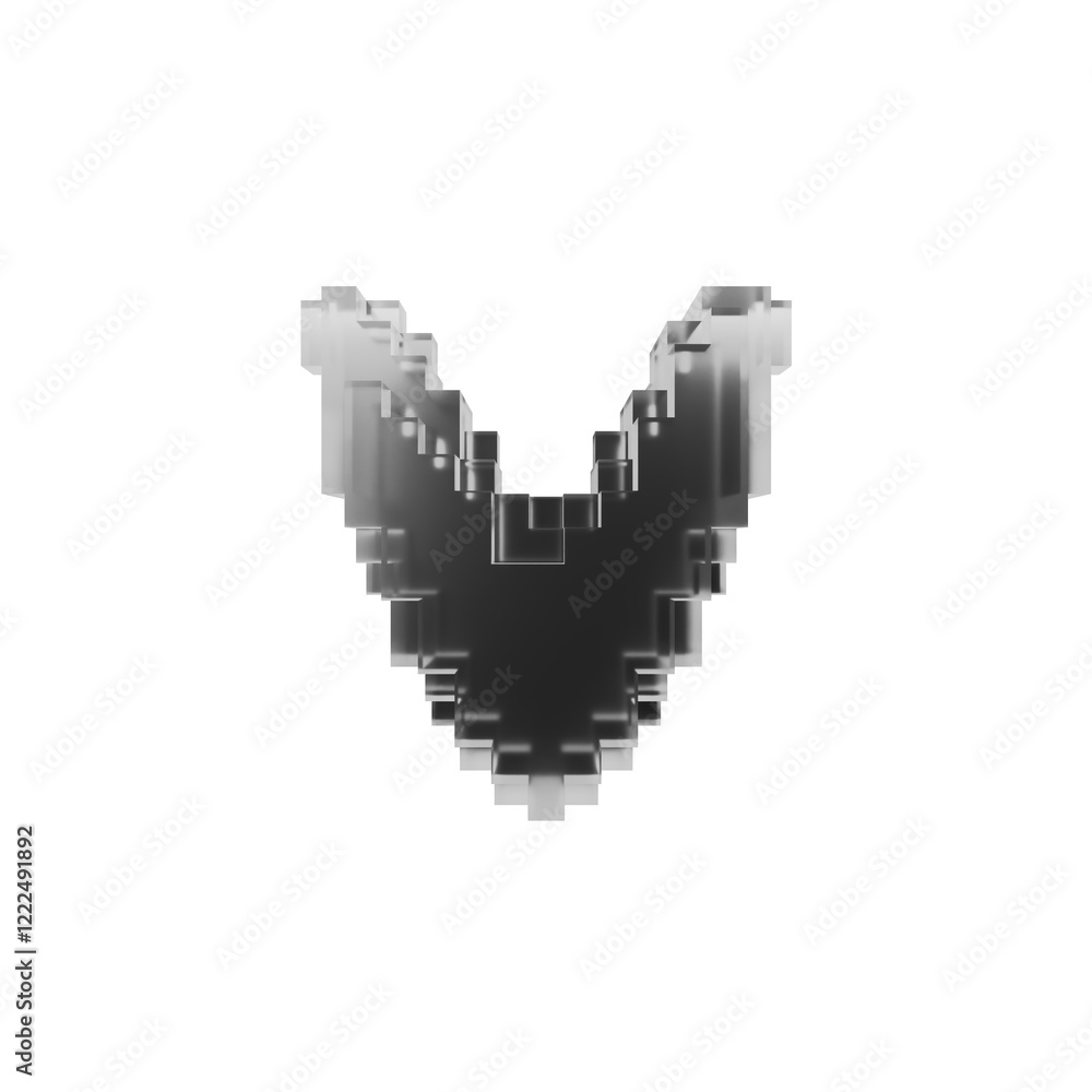 Obraz premium 3D Voxel Letter V in a Minimalist Block Design Glass