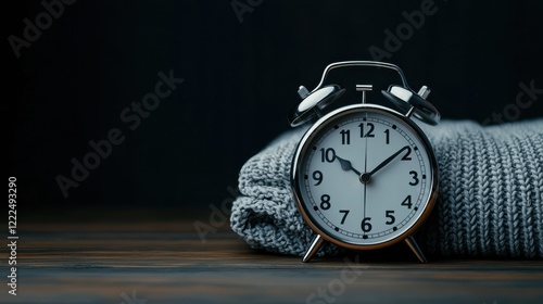 Wallpaper Mural Sleep countdown vintage alarm clock on cozy blanket home setting indoor close-up time management concept Torontodigital.ca