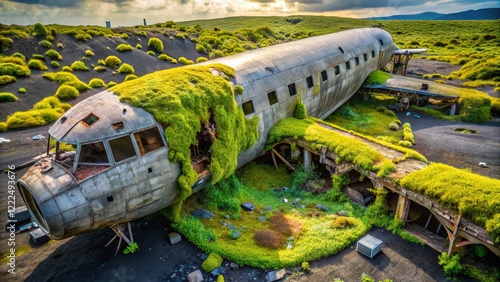 Wallpaper Mural Abandoned Airplane Wreckage at Airport Landing Strip Torontodigital.ca