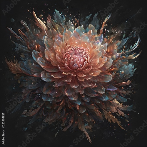 Luminous Lotus Bloom Mystical Digital Flower Painting