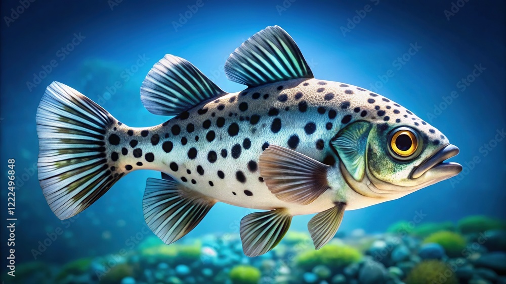 Fototapeta premium Black Spotted Fish, Underwater, Nature, Aquarium