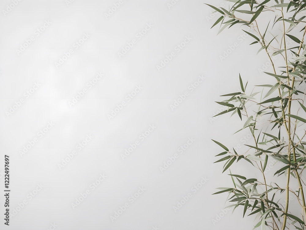 Fototapeta premium bamboo leaves on bamboo background