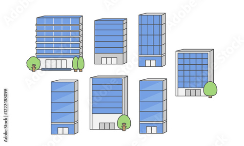 ビル　イラストセット